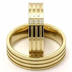 Vihkisormusta 14 karaatin kultaa 0,018 ct - setit