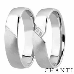 Mattapintaista ja kiiltävää vihkisormusta 14 karaatin valkokultaa 0,016 ct - setit