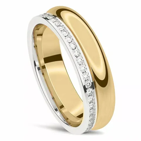 Kaksivärinen Naisten sormus 14 karaatin kulta ja valkokultaa 0,008 ct