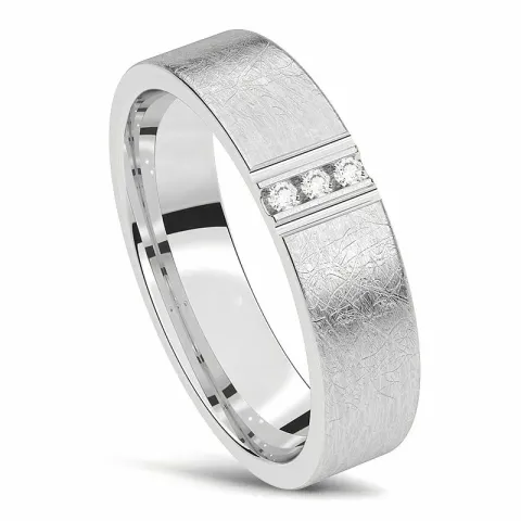 Strukturoitu Naisten sormus 14 karaatin valkokultaa 0,01 ct