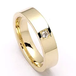 Vihkisormus 14 karaatin kultaa 0,05 ct