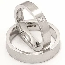 Vihkisormusta 14 karaatin valkokultaa 0,05 ct - setit