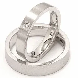 Vihkisormusta 14 karaatin valkokultaa 0,05 ct - setit