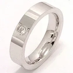 Vihkisormus 14 karaatin valkokultaa 0,10 ct