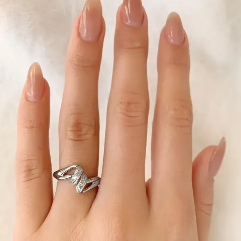 Elegantti abstrakti sormus rodinoitua hopeaa