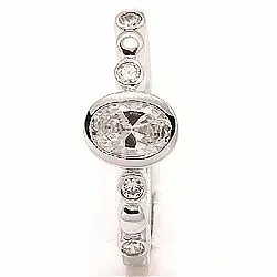 ovaali zirkoni sormus rodinoitua hopeaa