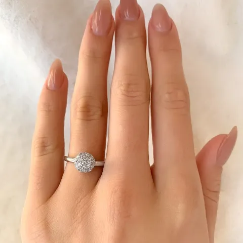 Pyöreä zirkoni sormus rodinoitua hopeaa