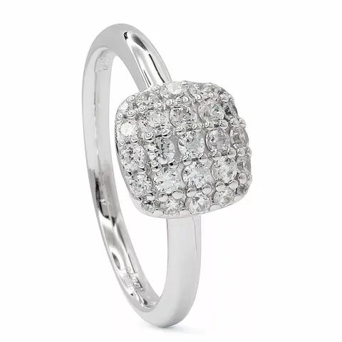 Neliskulmainen zirkoni sormus rodinoitua hopeaa