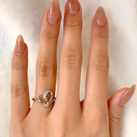 sydän sormus rodinoitua hopeaa