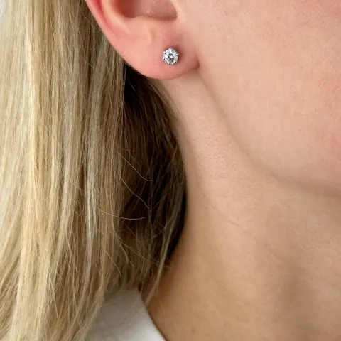 5 mm zirkoni nappikorvakorut  hopea