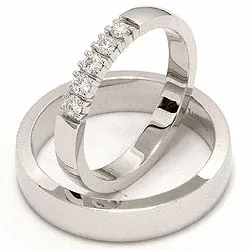 vihkisormusta 14 karaatin valkokultaa 0,05  ct - setit