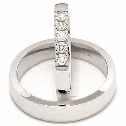 vihkisormusta 14 karaatin valkokultaa 0,05  ct - setit
