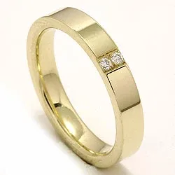 Elegantti kapea vihkisormus 14 karaatin kultaa 2 x 0,018 ct