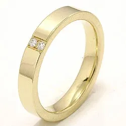 Elegantti kapea vihkisormus 14 karaatin kultaa 2 x 0,018 ct