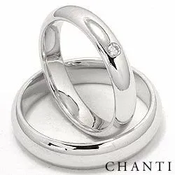 Vihkisormusta 14 karaatin valkokultaa 0,05 ct - setit