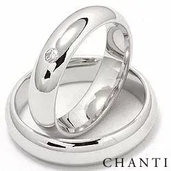 Vihkisormusta 14 karaatin valkokultaa 0,05 ct - setit