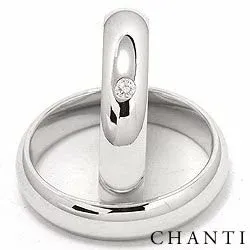 Vihkisormusta 14 karaatin valkokultaa 0,05 ct - setit