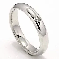 Vihkisormus 14 karaatin valkokultaa 0,05 ct