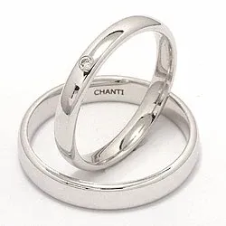 vihkisormusta 14 karaatin valkokultaa 0,025 ct - setit