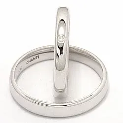 vihkisormusta 14 karaatin valkokultaa 0,025 ct - setit