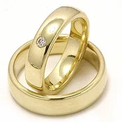 Vihkisormusta 14 karaatin kultaa 0,05 ct - setit