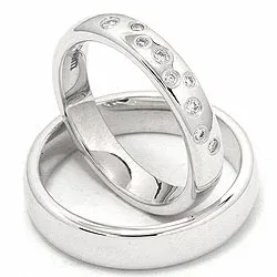 Tähtipöly vihkisormusta 14 karaatin valkokultaa 0,126 ct - setit