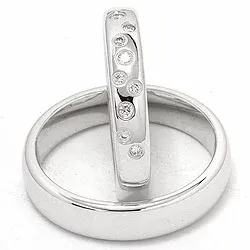 Tähtipöly vihkisormusta 14 karaatin valkokultaa 0,126 ct - setit