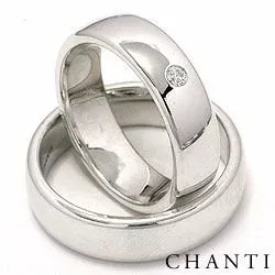 Vihkisormusta 14 karaatin valkokultaa 0,05 ct - setit