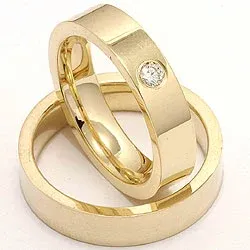 litteitä vihkisormusta 14 karaatin kultaa 0,10 ct - setit