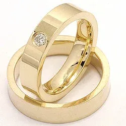 litteitä vihkisormusta 14 karaatin kultaa 0,10 ct - setit