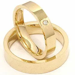 Vihkisormusta 14 karaatin kultaa 0,025 ct - setit