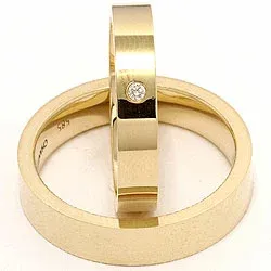 Vihkisormusta 14 karaatin kultaa 0,025 ct - setit