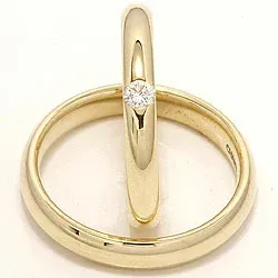 Vihkisormusta 14 karaatin kultaa 0,12 ct - setit