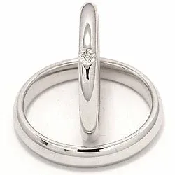 Vihkisormusta 14 karaatin valkokultaa 0,070 ct - setit