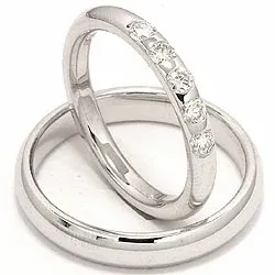 Vihkisormusta 14 karaatin valkokultaa 0,35 ct - setit