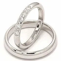 Vihkisormusta 14 karaatin valkokultaa 0,35 ct - setit