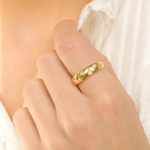 zirkoni sormus kullattua hopeaa