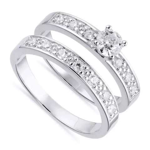 Leveä valkoinen zirkoni sormus hopeaa