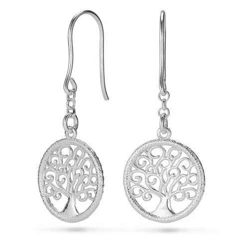 pitkät elämänpuu korvarenkaat  hopea