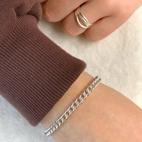 panssarirannekoru hopeaa 17, 18cm x 5,3 mm