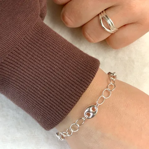 rannekoru hopeaa 17, 18cm x 7,8 mm