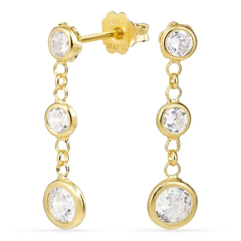 valkoinen ketjukorvakorut  kullattu hopea