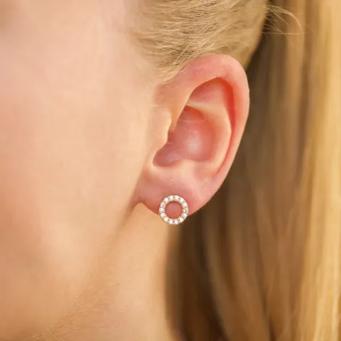 pyöreitä valkoinen nappikorvakorut  kullattu hopea