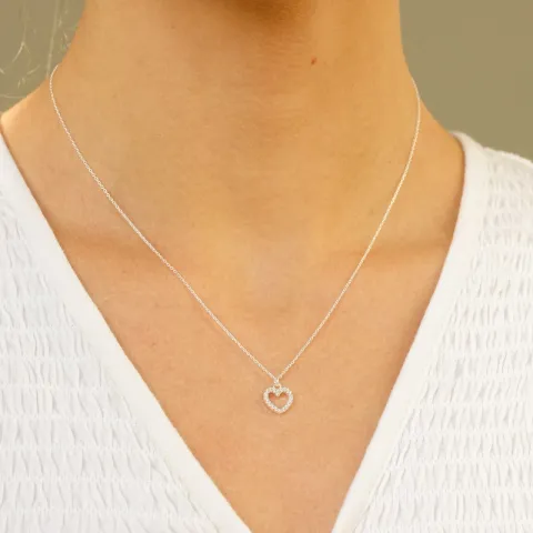 sydän zirkoni kaulaketju hopeaa