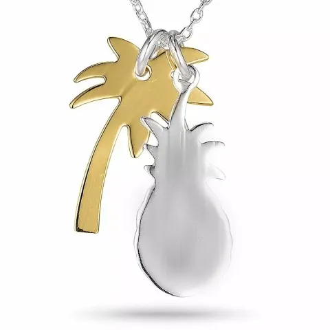 Elegantti ananas kaulaketju hopeaa riipus hopeaa ja kullattua hopeaa