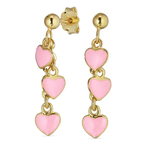 vaaleanpunaista sydänkorvakorut  kullattua hopeaa