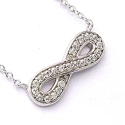 ääretön-merkki valkoinen zirkoni riipus jossa on ketju  hopeaa