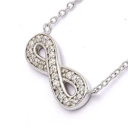 ääretön-merkki valkoinen zirkoni riipus jossa on ketju  hopeaa