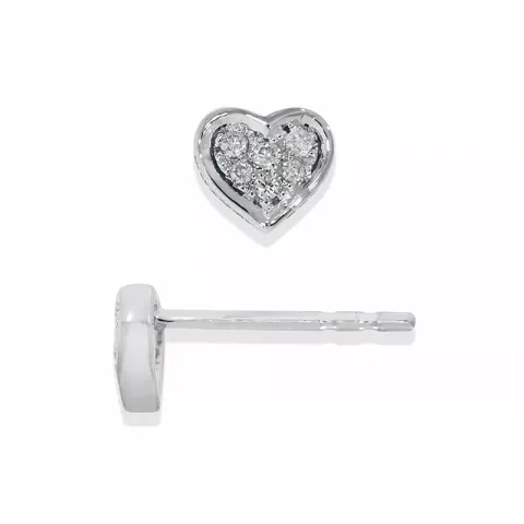 Pieniä sydän timantti nappikorvakorut 14 karaatin valkokultaa kanssa timanttia 
