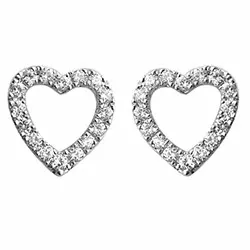 sydän timantti nappikorvakorut 14 karaatin valkokultaa kanssa timantti 